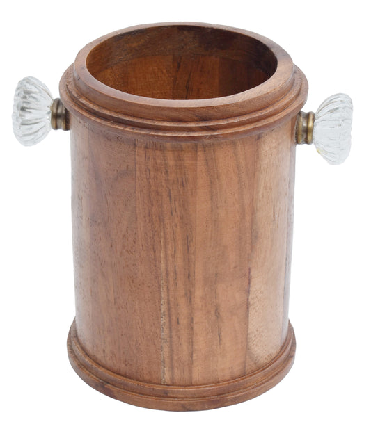 Circular Wooden utensil holder with glass knobs