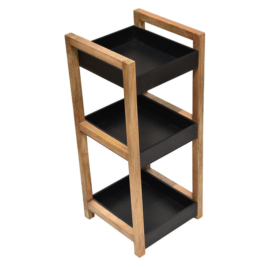 Classic black 3 Tiers Wooden Storage Organize Rack Shelf