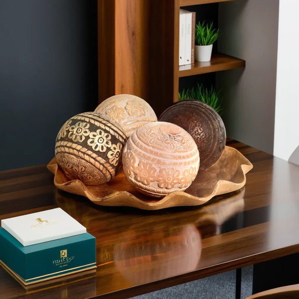 Black Natural Mango Wooden Orbs | 10x10 CM | Decorative Gift