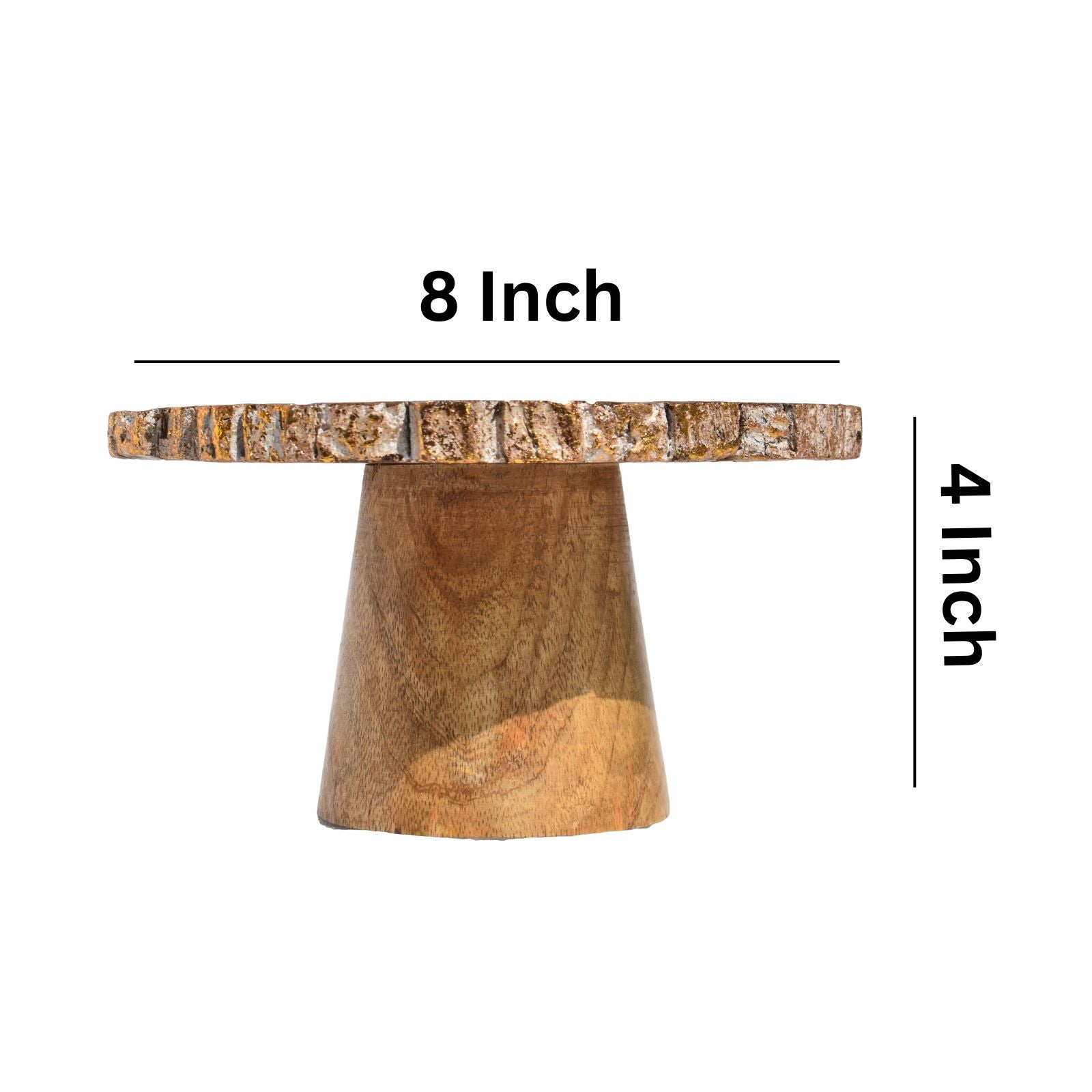 Wooden Round Cake Stand, Dessert Serving Tray Platter,  Cake Cutting Holder, Cake Plate with Bark Pattern Tray Dessert Stand Cupcake Holder