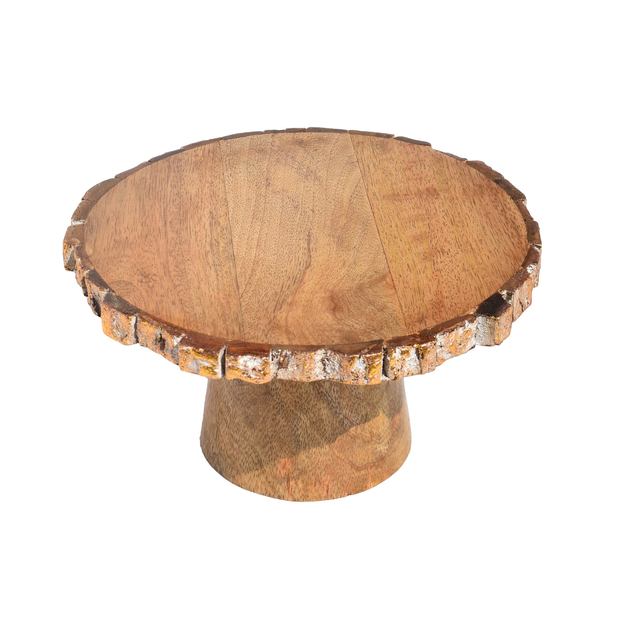 Wooden Round Cake Stand, Dessert Serving Tray Platter,  Cake Cutting Holder, Cake Plate with Bark Pattern Tray Dessert Stand Cupcake Holder