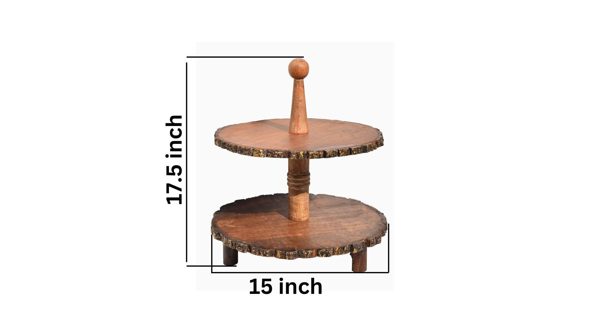 Wooden Multi Story Cake Stand, Dessert Serving Tray Platter,  Cake Cutting Holder, Cake Plate with Bark Pattern Tray Dessert Stand Cupcake Holder