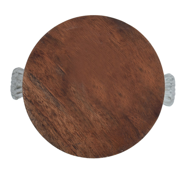 Circular Wooden utensil holder with glass knobs