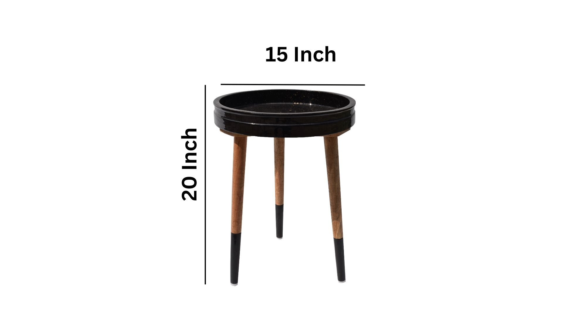Black Decal work Round Side Wooden Table