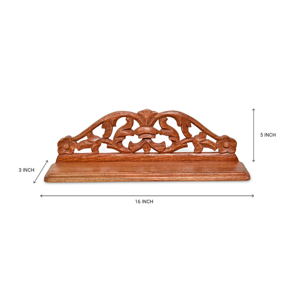 Sleek Wooden Carved Walnut Wall Shelf