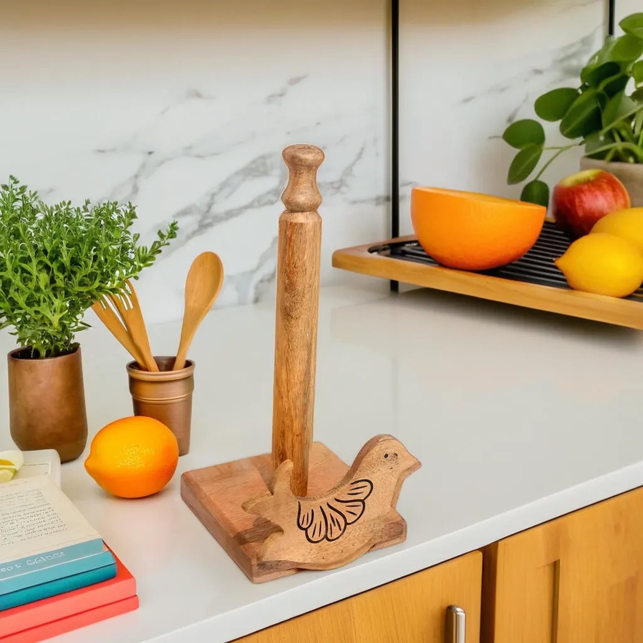 Birie wooden Carving Kitchen Towel Holder