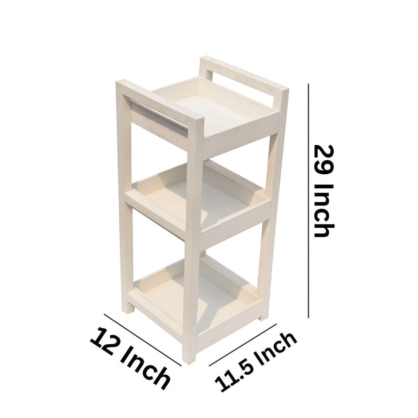 Classic white  3 Tiers Wooden Storage Organizer Rack Shelf