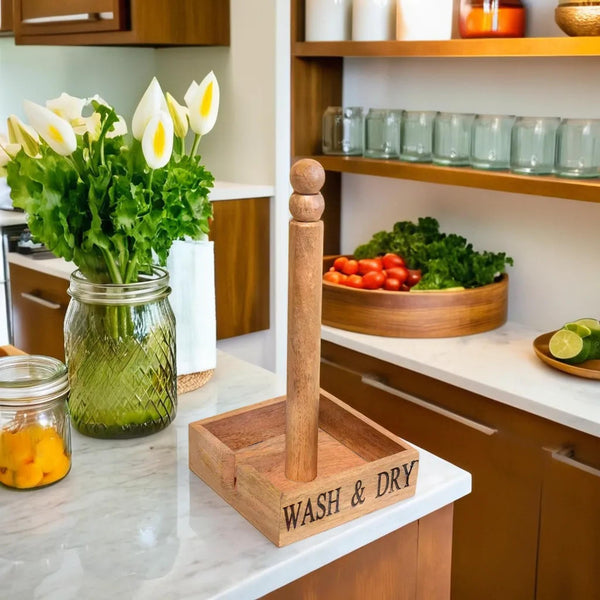 Laser Wooden engraved Square Kitchen Towel Holder