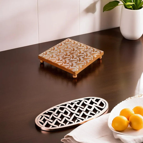 Handcrafted Wooden Decorative Trivet with Intricate Pattern | Kitchen and Tabletop Accessory