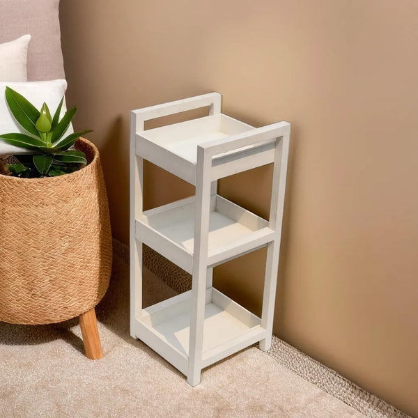 Classic white  3 Tiers Wooden Storage Organizer Rack Shelf