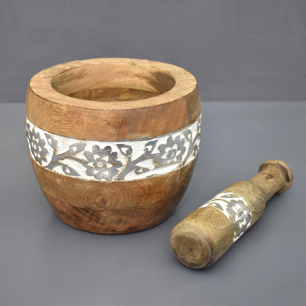 Wooden Carved Mortar & Pestle (GD1986A)