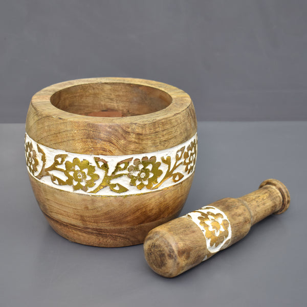 Wooden Carved Mortar & Pestle (GD1986)