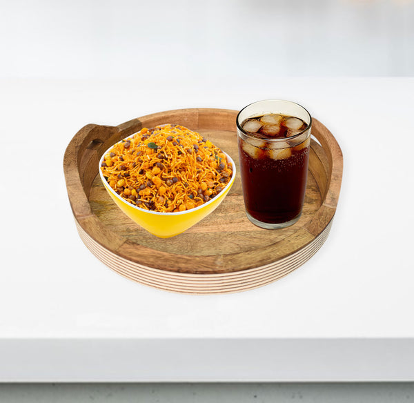 Wooden Carved Round Serving Tray Set (GD2282)